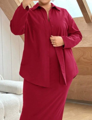 Cămașă Shein Curve+, vișiniu