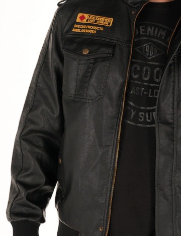 Jachetă imitație de piele Lee Cooper, negru