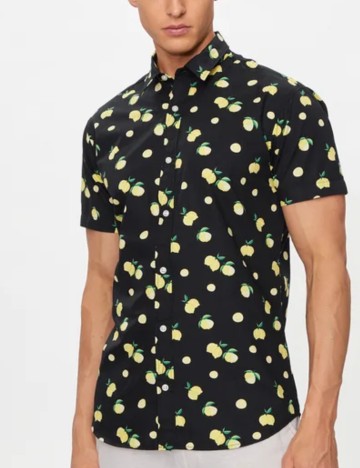 Cămașă cu m&acirc;necă scurtă Jack & Jones, negru