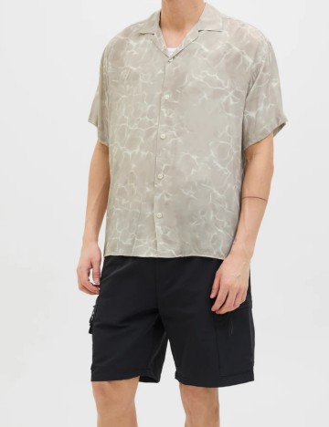 Cămașă cu m&acirc;necă scurtă Jack & Jones, bej