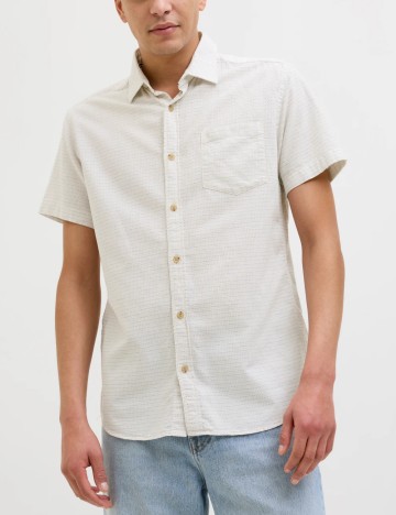 Cămașă cu m&acirc;necă scurtă Jack & Jones, bej