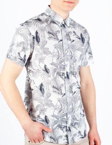 Cămașă cu m&acirc;necă scurtă Jack & Jones, alb