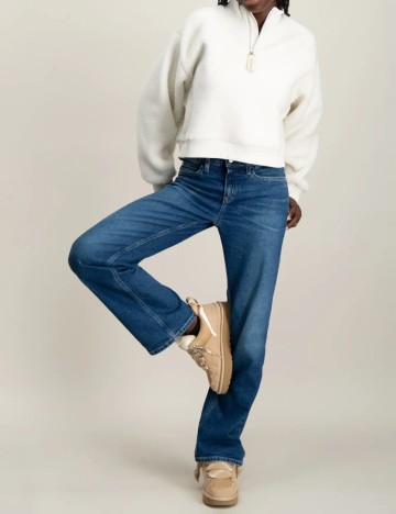 Pulover cu fermoar Calvin Klein, alb