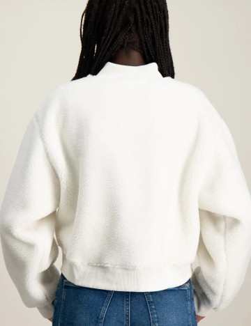 Pulover cu fermoar Calvin Klein, alb