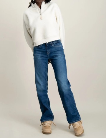 Pulover cu fermoar Calvin Klein, alb