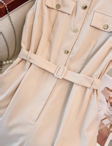 Salopetă Shein Curve+, bej