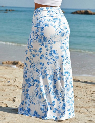 Fustă maxi Shein Curve+, alb