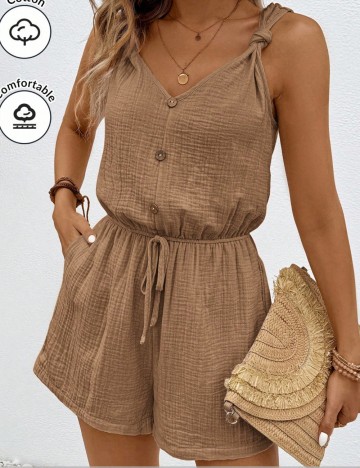 Salopetă scurtă Shein Curve+, maro