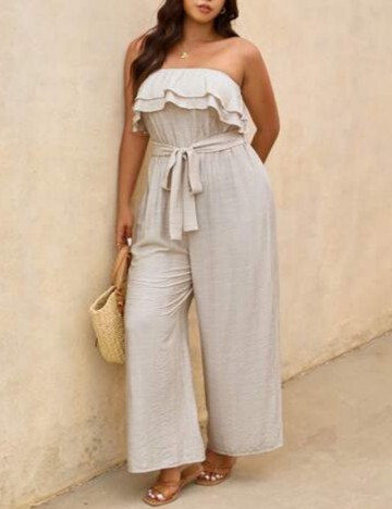 Salopetă lungă Shein Curve+, crem