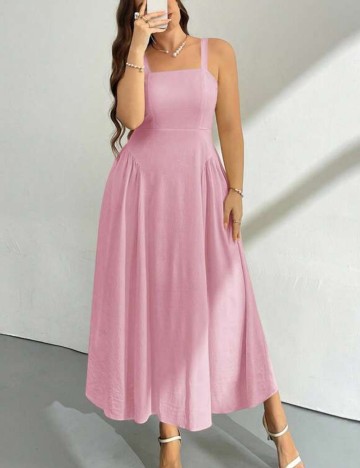 Rochie maxi Shein Curve+, roz