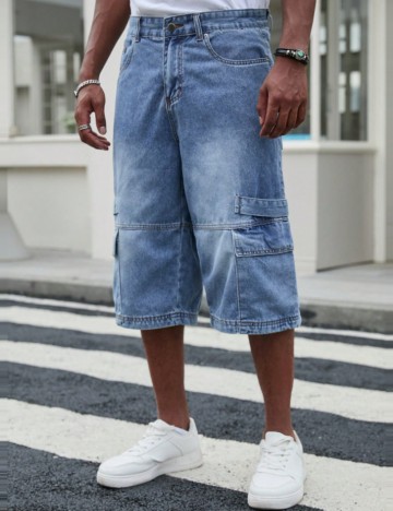 Pantaloni scurți de blugi MANFINITY by Shein, albastru