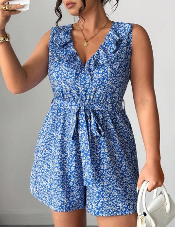 Salopetă scurtă Shein Curve+, albastru