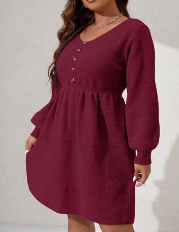 Rochie tricotată Shein Curve+, vișiniu