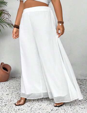 Pantaloni Shein Curve+, alb