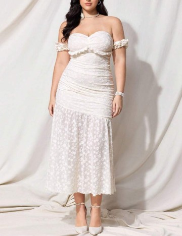 Rochie midi Shein Curve+, crem