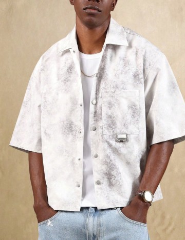 Cămașă cu m&acirc;necă scurtă Shein SUMWON, gri