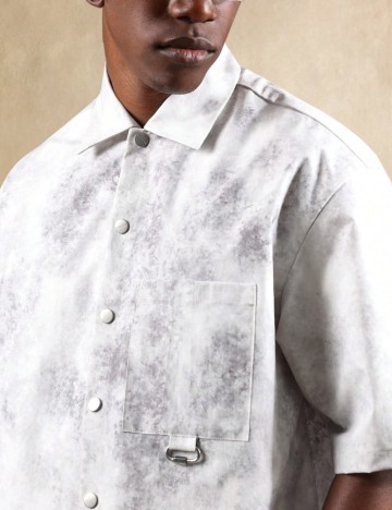 Cămașă cu m&acirc;necă scurtă Shein SUMWON, gri