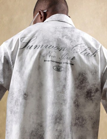 Cămașă cu m&acirc;necă scurtă Shein SUMWON, gri