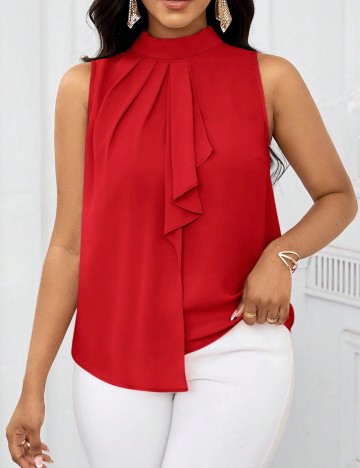 Cămașă cu m&acirc;necă scurtă Shein, roșu