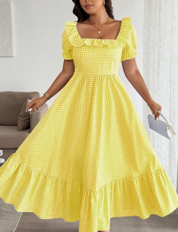 Rochie midi Shein Curve+, galben