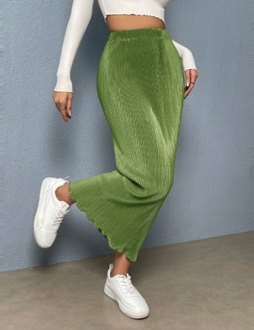 Fustă maxi Shein Curve+, verde
