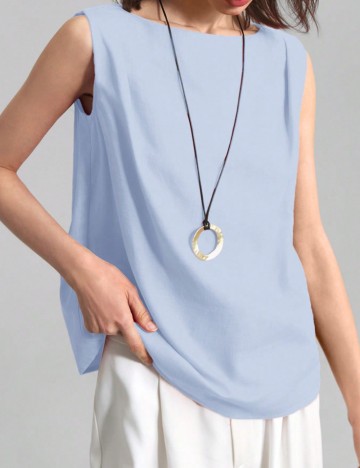 Cămașă cu m&acirc;necă scurtă Shein, albastru