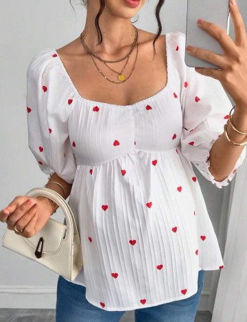 Cămașă cu m&acirc;necă scurtă Shein, alb