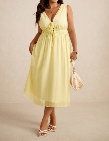 Rochie midi Shein Curve+, galben