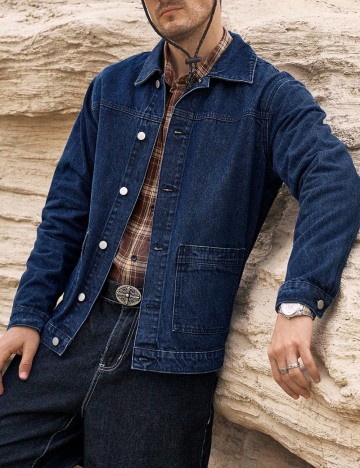 Jachetă De Blugi Shein MANFINITY, albastru