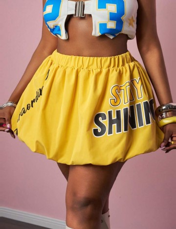 Fustă mini Shein Curve+, galben