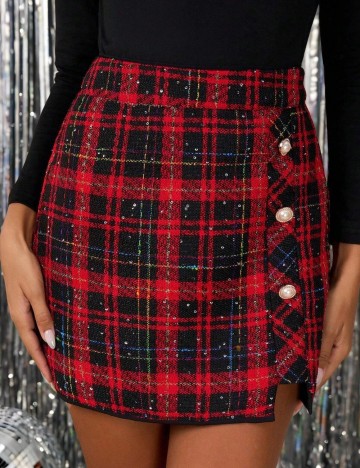 Fustă mini Shein Curve+, roșu