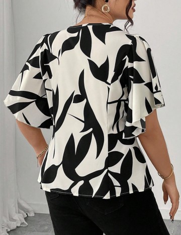 Cămașă cu m&acirc;necă scurtă Shein Curve+, mix culori