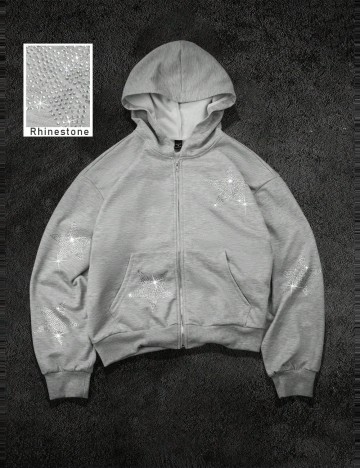 Hanorac Cu Fermoar Shein MANFINITY, gri