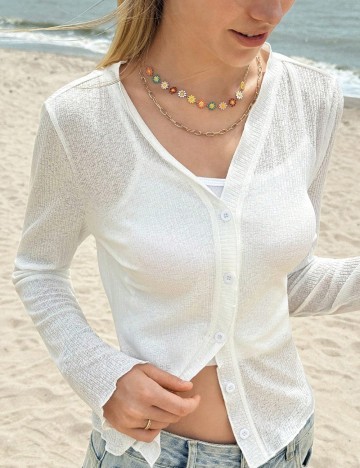 Bluză cu nasturi Shein, alb