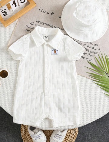 Set salopetă și bască Shein, alb