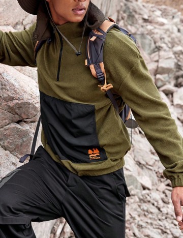 Bluză cu fermoar Shein, verde