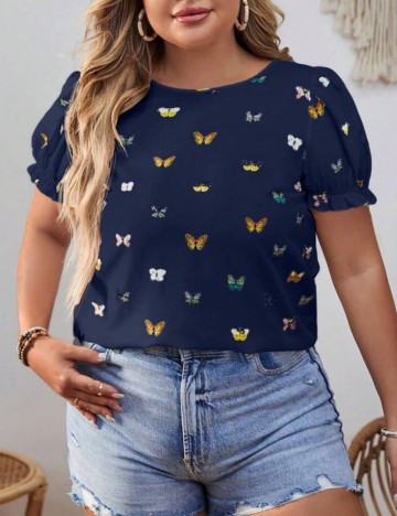 Cămașă cu m&acirc;necă scurtă Shein Curve+, mix culori