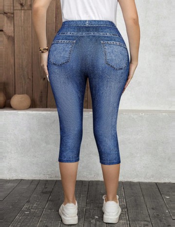 Colanți 3/4 Shein Curve+, albastru