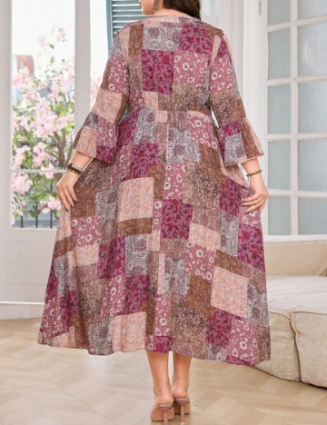 Rochie maxi Shein Curve+, mix culori