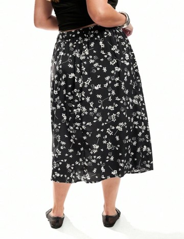 Fustă midi Shein Curve+, negru