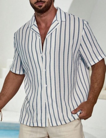 Cămașă cu m&acirc;necă scurtă Shein, alb