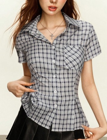 Cămașă cu m&acirc;necă scurtă Shein, mix culori