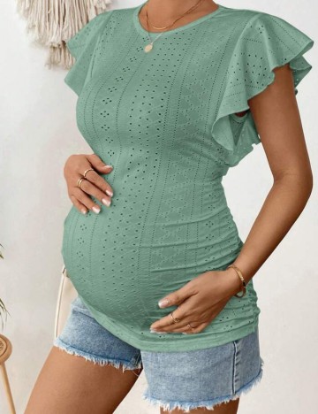 Cămașă cu m&acirc;necă scurtă Shein, verde