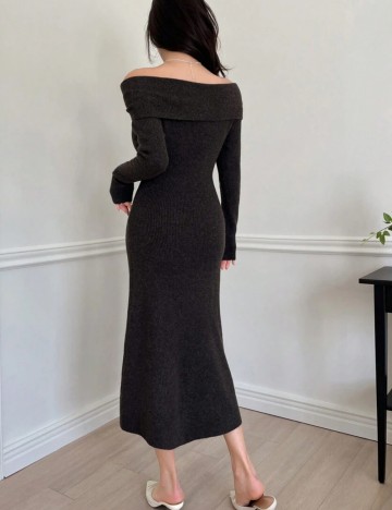 Rochie tricotată Shein DAZY, maro