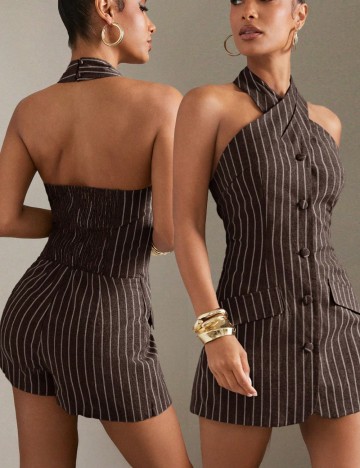 Salopetă scurtă Shein, maro