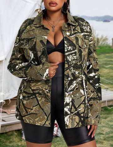 Jachetă De Blugi Shein Curve+, mix culori