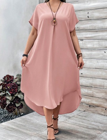 Rochie midi Shein Curve+, roz