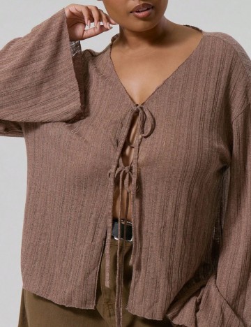 Bluză Shein Curve+, maro