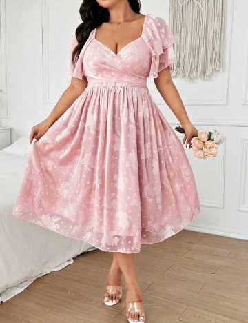 Rochie maxi Shein Curve+, roz