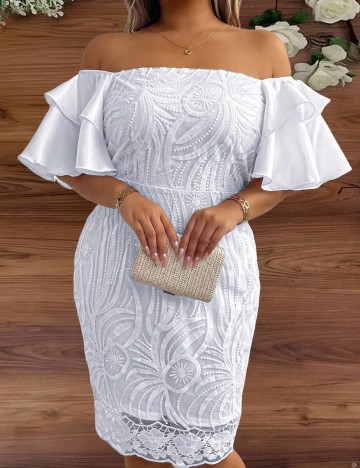 Rochie midi Shein Curve+, alb